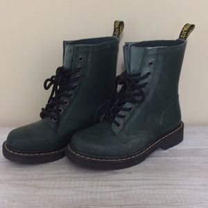 Forest green Doc Martin rubber rain boots